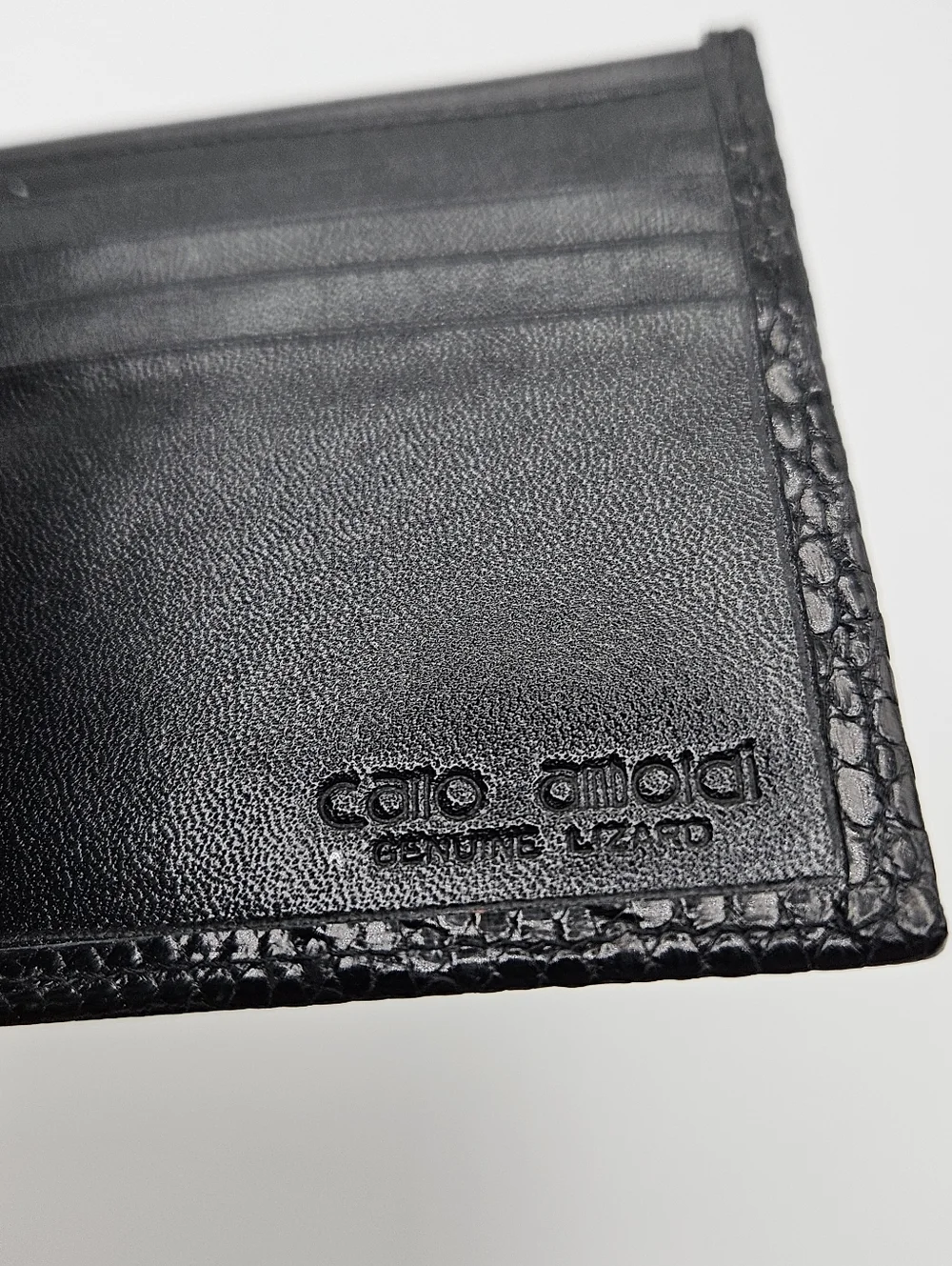 Carlo Amboldi black genuine lizard bifold wallet